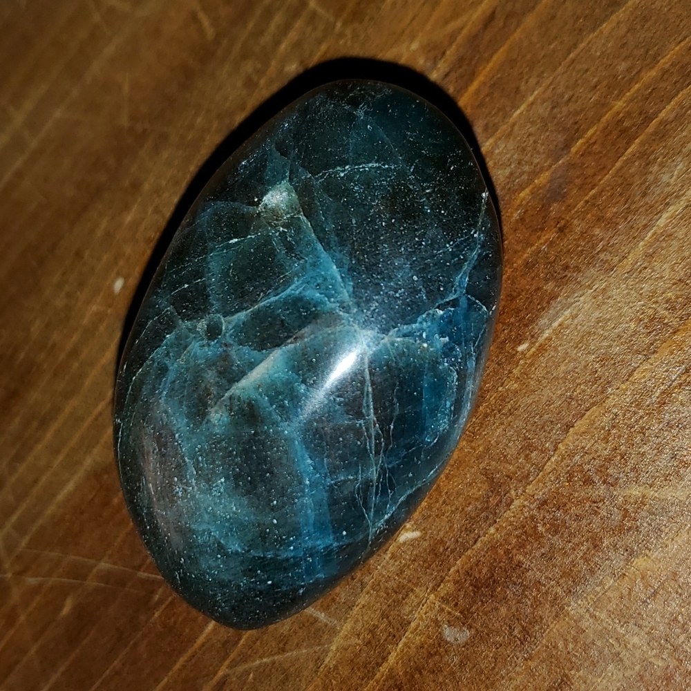 Deep Blue Apatite Palm Stone